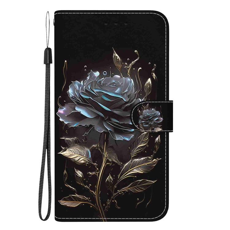 For Samsung Galaxy S20 FE 5G Crystal Texture Colored Drawing Leather Phone Case(Black Rose) - Galaxy S20 FE Cases by buy2fix | Online Shopping UK | buy2fix