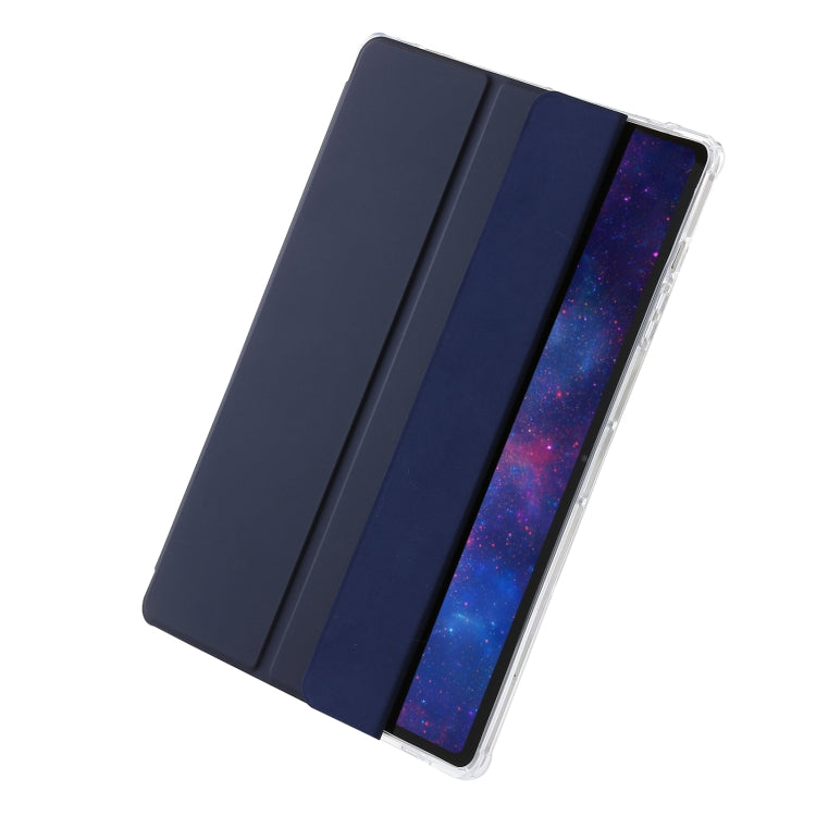 For Samsung Galaxy Tab S9 3-Fold Clear Acrylic Leather Tablet Case(Dark Blue) - Galaxy Tab S9 Cases by buy2fix | Online Shopping UK | buy2fix