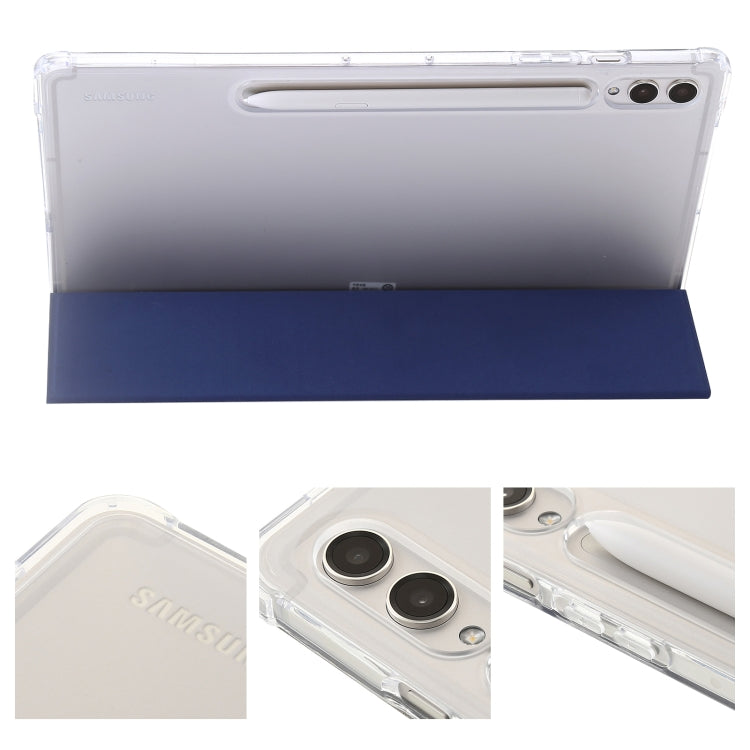 For Samsung Galaxy Tab S9 3-Fold Clear Acrylic Leather Tablet Case(Dark Blue) - Galaxy Tab S9 Cases by buy2fix | Online Shopping UK | buy2fix