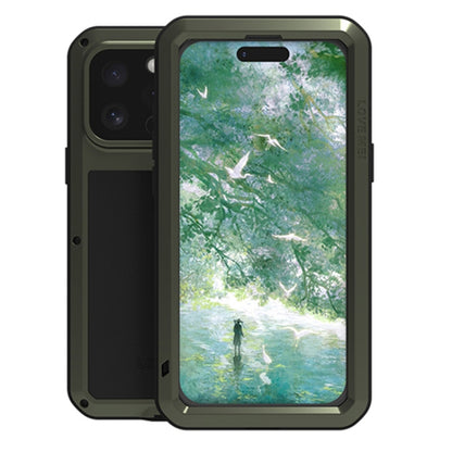 For iPhone 16 Pro Max LOVE MEI Metal Shockproof Life Waterproof Dustproof Phone Case(Army Green) - iPhone 16 Pro Max Tempered Glass by LOVE MEI | Online Shopping UK | buy2fix