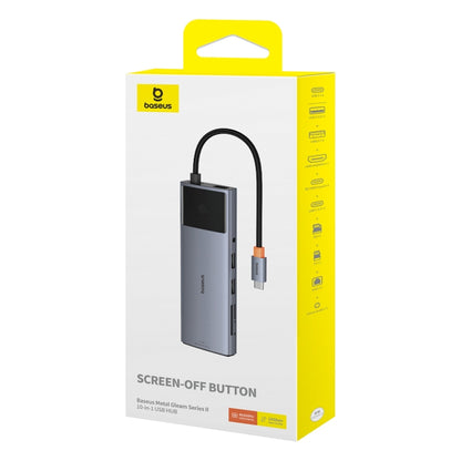 Baseus Metal Gleam Series II 10 in 1 Type-C to 1xHDMI+3xUSB+2xType-C+1xRJ45+1xSD/TF+1x3.5mm HUB Docking Station(Space Grey) - USB HUB by Baseus | Online Shopping UK | buy2fix