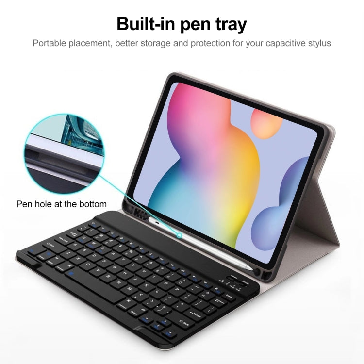 For Samsung Galaxy Tab S9 FE Square Cap Bluetooth Keyboard Leather Case with Pen Slot(Black) - Samsung Keyboard by buy2fix | Online Shopping UK | buy2fix