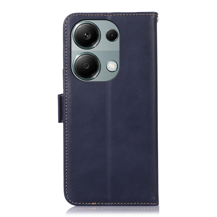 For Xiaomi Redmi Note 13 Pro 4G/Poco M6 Pro Magnetic Crazy Horse Texture Genuine Leather RFID Phone Case(Blue) - Note 13 Pro Cases by buy2fix | Online Shopping UK | buy2fix