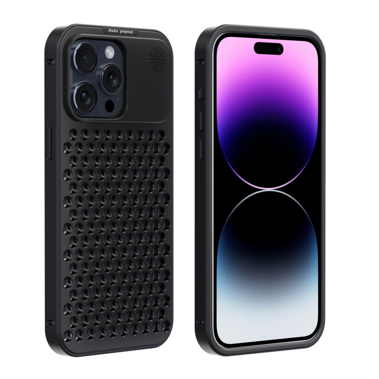 For iPhone 14 Pro R-JUST RJ58 Aromatherapy Metal Cooling Phone Case(Black) - iPhone 14 Pro Cases by R-JUST | Online Shopping UK | buy2fix