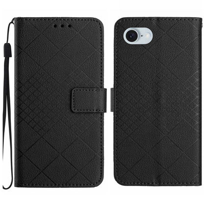 For iPhone SE 2024 Rhombic Grid Texture Leather Phone Case(Black) - More iPhone Cases by buy2fix | Online Shopping UK | buy2fix