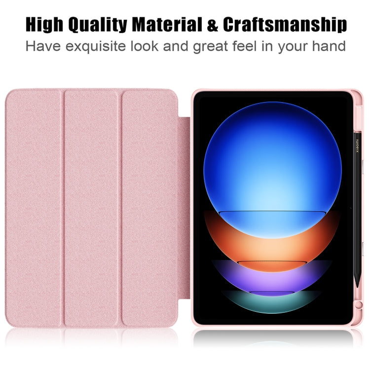 For Xiaomi Pad 6S Pro 12.4 Acrylic 3-Fold Solid Color Smart Leather Tablet Case(Pink) - More Tablet Cases by buy2fix | Online Shopping UK | buy2fix