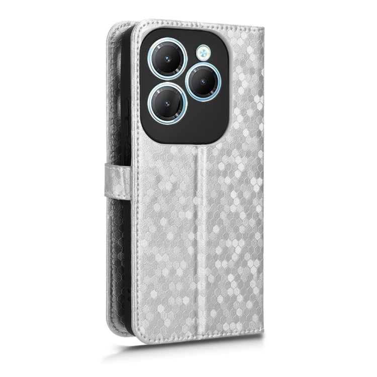 For Infinix Hot 40 / Hot 40 Pro 4G 2024 Honeycomb Dot Texture Leather Phone Case(Silver) - Infinix Cases by buy2fix | Online Shopping UK | buy2fix