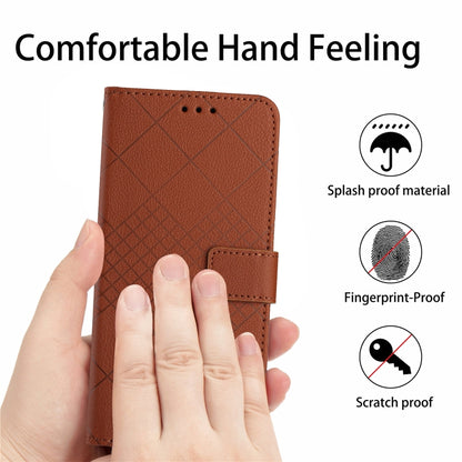 For Motorola Moto G Play 4G 2024 Rhombic Grid Texture Leather Phone Case(Brown) - Motorola Cases by buy2fix | Online Shopping UK | buy2fix