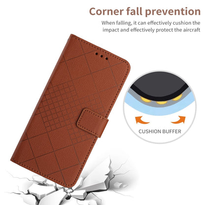 For Motorola Moto G Play 4G 2024 Rhombic Grid Texture Leather Phone Case(Brown) - Motorola Cases by buy2fix | Online Shopping UK | buy2fix