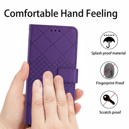 For Samsung Galaxy S22 5G Rhombic Grid Texture Leather Phone Case(Purple) - Galaxy S22 5G Cases by buy2fix | Online Shopping UK | buy2fix