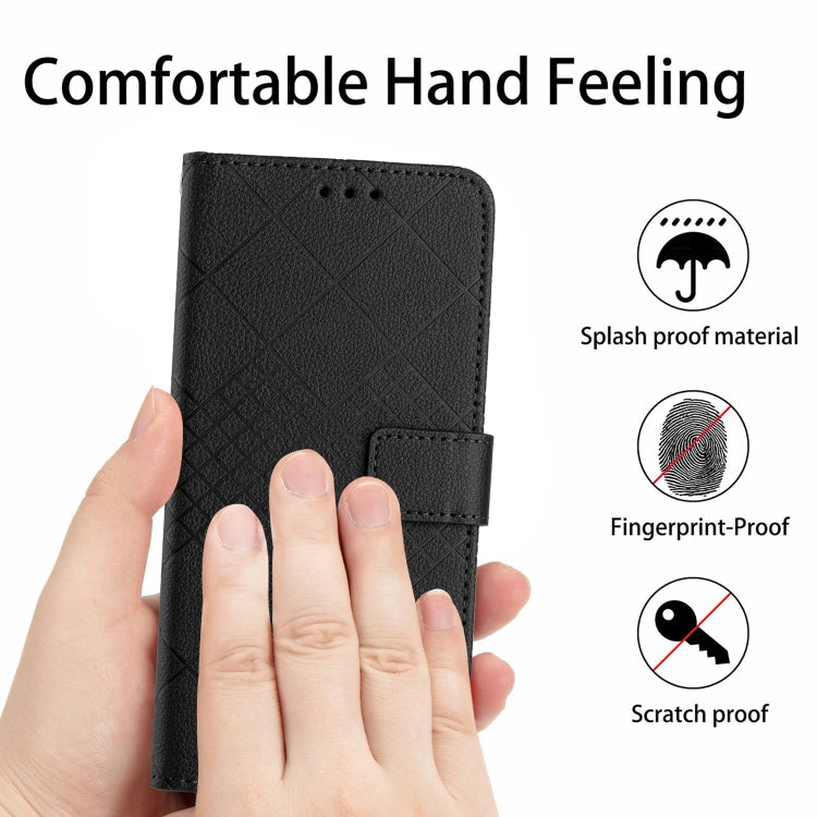 For Xiaomi 13 Ultra Rhombic Grid Texture Leather Phone Case(Black) - 13 Ultra Cases by buy2fix | Online Shopping UK | buy2fix