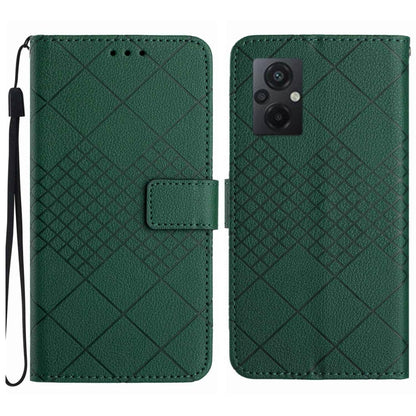 For Xiaomi Poco M5 / M4 5G Rhombic Grid Texture Leather Phone Case(Green) - Xiaomi Cases by buy2fix | Online Shopping UK | buy2fix