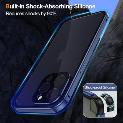 For iPhone 16 Plus Anti-peeping Magnetic Double-sided Tempered Glass Phone Case(Blue) - iPhone 16 Plus Cases by buy2fix | Online Shopping UK | buy2fix