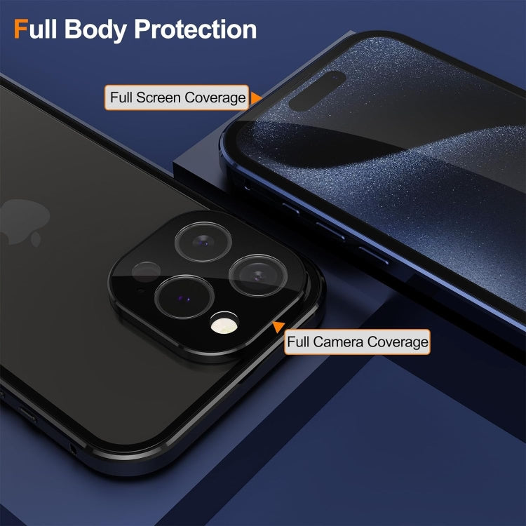 For iPhone 16 Pro Anti-peeping Magnetic Double-sided Tempered Glass Phone Case(Blue) - iPhone 16 Pro Cases by buy2fix | Online Shopping UK | buy2fix