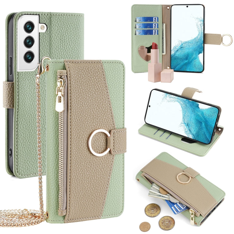 For Samsung Galaxy S22 5G Crossbody Litchi Texture Leather Phone Case(Green) - Galaxy S22 5G Cases by buy2fix | Online Shopping UK | buy2fix