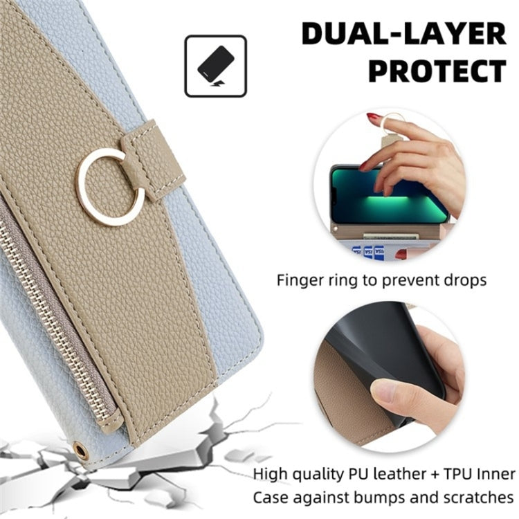 For Samsung Galaxy S22+ 5G Crossbody Litchi Texture Leather Phone Case(Blue) - Galaxy S22+ 5G Cases by buy2fix | Online Shopping UK | buy2fix