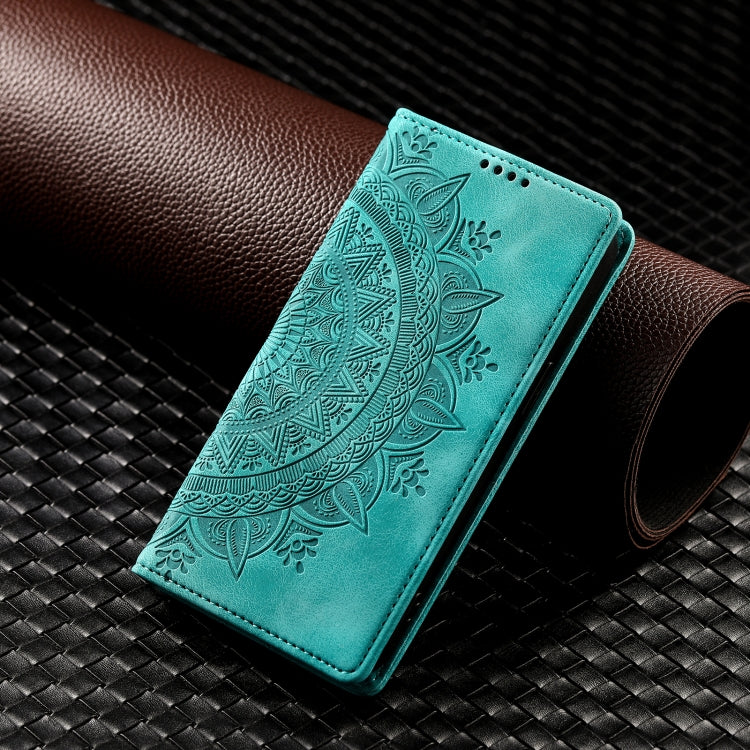 For iPhone 16 Pro Totem Embossed Magnetic Leather Phone Case(Green) - iPhone 16 Pro Cases by buy2fix | Online Shopping UK | buy2fix