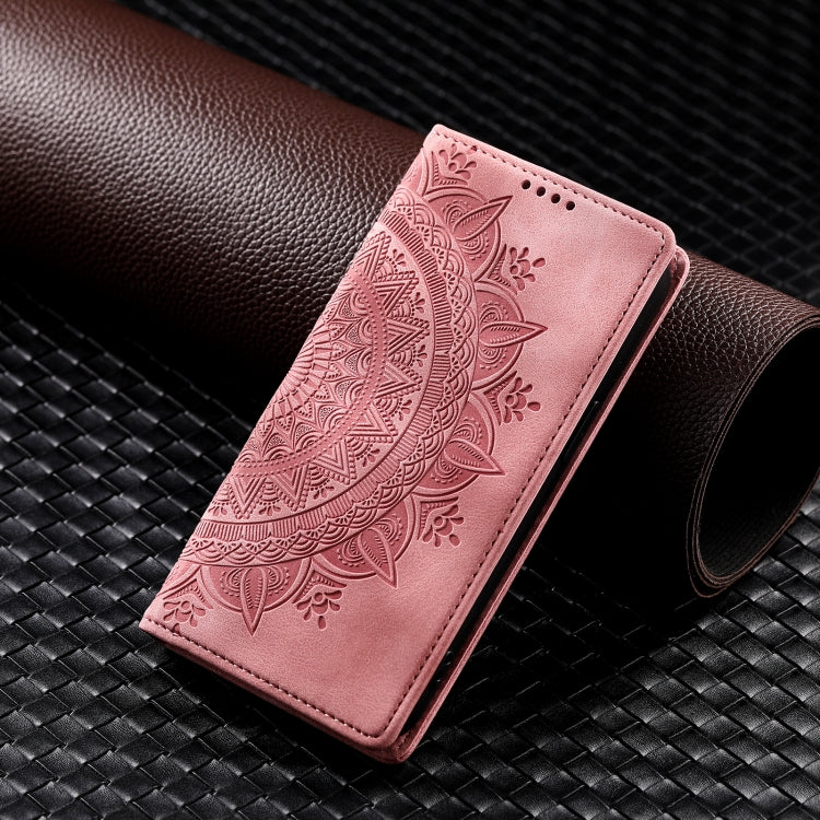 For iPhone 16 Totem Embossed Magnetic Leather Phone Case(Rose Gold) - iPhone 16 Cases by buy2fix | Online Shopping UK | buy2fix