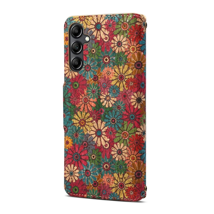 For Samsung Galaxy S23+ Denior Flower Language Series Cork Fabric Oil Edge Leather Phone Case(Spring) - Galaxy S23+ 5G Cases by Denior | Online Shopping UK | buy2fix