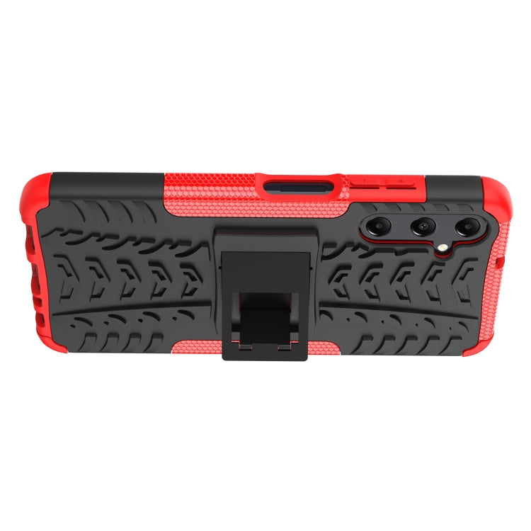 For Samsung Galaxy A05s Tire Texture TPU + PC Phone Case with Holder(Red) - Galaxy Phone Cases by buy2fix | Online Shopping UK | buy2fix