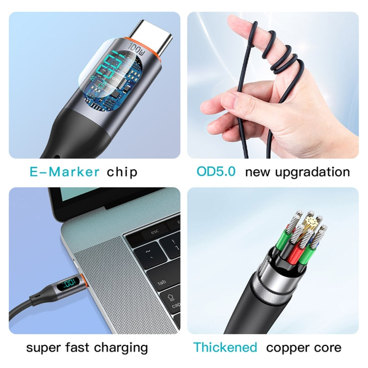 TOTU CB-7-CC 100W USB-C / Type-C to Type-C Digital Display Fast Charging Silicone Cable, Length: 1m(Black) - USB-C & Type-C Cable by TOTUDESIGN | Online Shopping UK | buy2fix