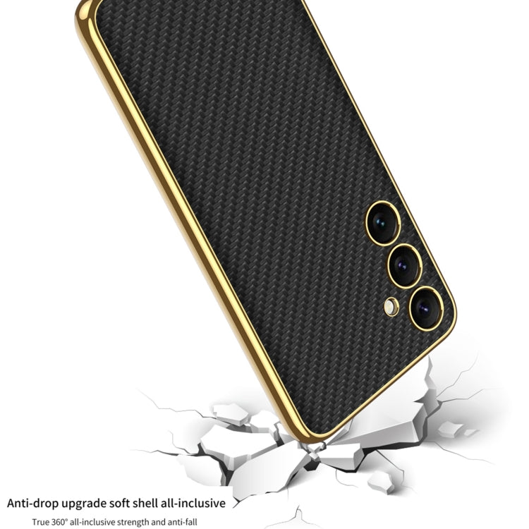 For Samsung Galaxy S24 5G GKK Plating TPU + Leather Full Coverage Phone Case(Carbon Fiber) - Galaxy S24 5G Cases by GKK | Online Shopping UK | buy2fix