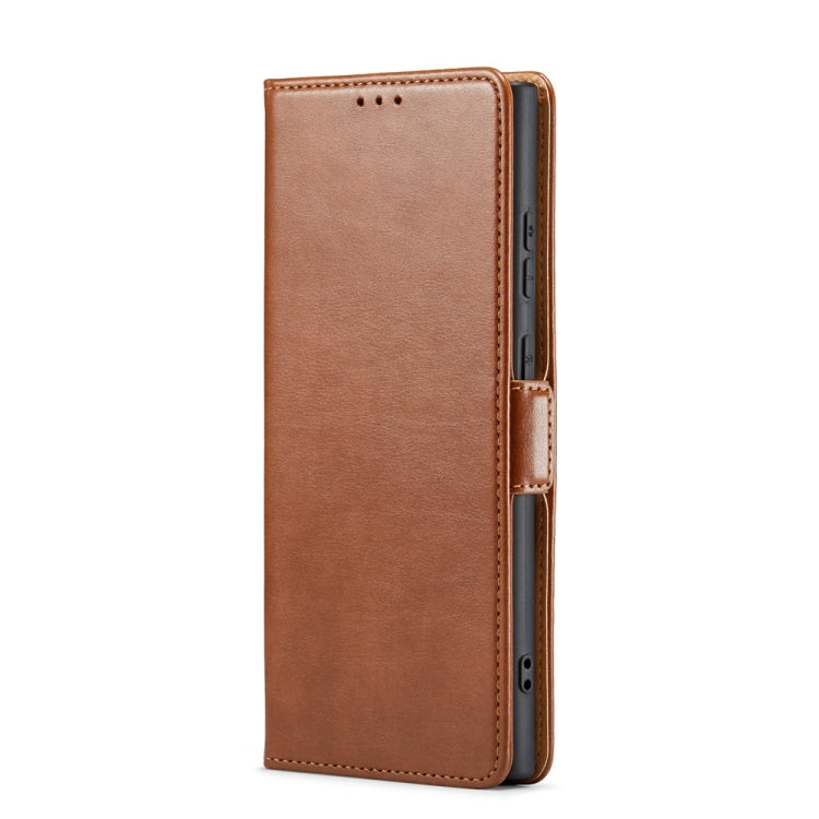 For Samsung Galaxy S24 Ultra 5G Fierre Shann PU Genuine Leather Texture Phone Case(Brown) - Galaxy S24 Ultra 5G Cases by FIERRE SHANN | Online Shopping UK | buy2fix