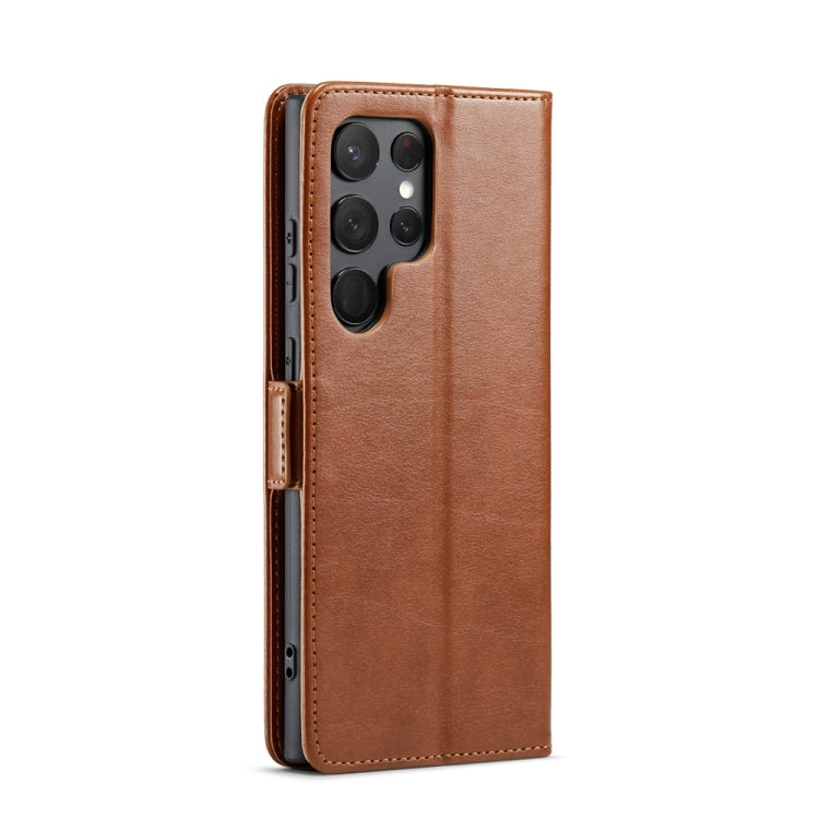 For Samsung Galaxy S24 Ultra 5G Fierre Shann PU Genuine Leather Texture Phone Case(Brown) - Galaxy S24 Ultra 5G Cases by FIERRE SHANN | Online Shopping UK | buy2fix