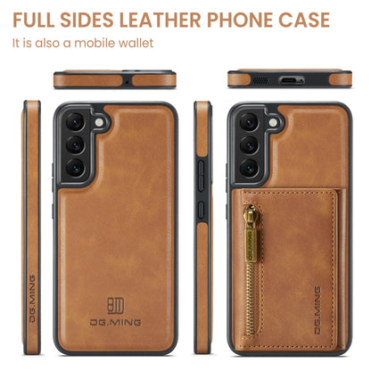 For Samsung Galaxy S22 DG.MING M5 Series Zip RFID Multi Card Detachable Leather Phone Case(Brown) - Galaxy S22 5G Cases by DG.MING | Online Shopping UK | buy2fix