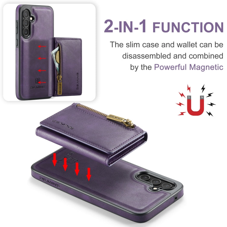 For Samsung Galaxy S23 FE 5G DG.MING M5 Series Zip RFID Multi Card Detachable Leather Phone Case(Purple) - Galaxy S23 FE 5G Cases by DG.MING | Online Shopping UK | buy2fix