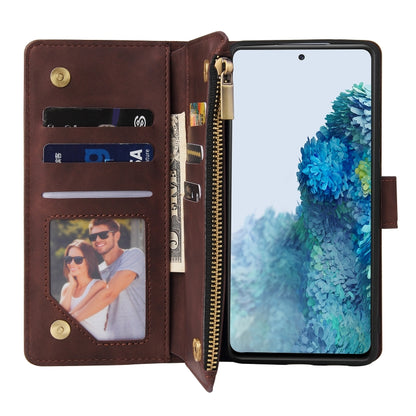 For Samsung Galaxy S20 FE 5G Multifunctional Frosted Zipper Wallet Leather Phone Case(Coffee) - Galaxy S20 FE Cases by buy2fix | Online Shopping UK | buy2fix