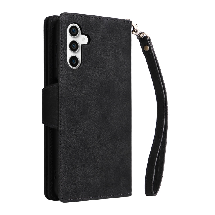 For Samsung Galaxy S23 FE 5G Rivet Buckle 9 Cards 3-Fold Wallet Leather Phone Case(Black) - Galaxy S23 FE 5G Cases by buy2fix | Online Shopping UK | buy2fix