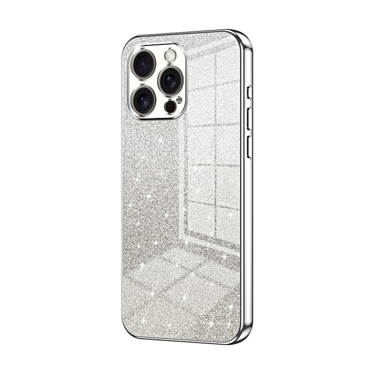 For iPhone 16 Pro Max Gradient Glitter Powder Electroplated Phone Case(Silver) - iPhone 16 Pro Max Cases by buy2fix | Online Shopping UK | buy2fix