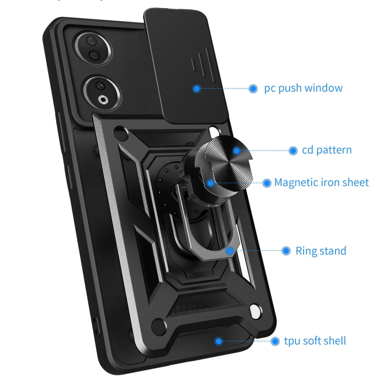 For Honor 90 5G Sliding Camera Cover Design TPU+PC Phone Case(Blue) - Honor Cases by buy2fix | Online Shopping UK | buy2fix