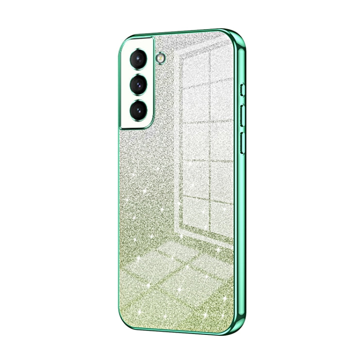 For Samsung Galaxy S21 5G Gradient Glitter Powder Electroplated Phone Case(Green) - Galaxy S21 5G Cases by buy2fix | Online Shopping UK | buy2fix