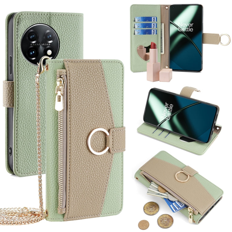 For OnePlus 11 Crossbody Litchi Texture Leather Phone Case(Green) - OnePlus Cases by buy2fix | Online Shopping UK | buy2fix