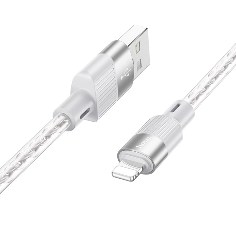 hoco X99 Crystal Junction 2.4A USB to 8 Pin Silicone Charging Data Cable, Length:1m(Grey) - Normal Style Cable by hoco | Online Shopping UK | buy2fix