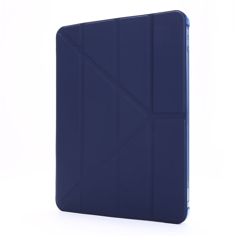 For iPad Air 13 2024 / Pro 12.9 2022 / 2021 Multi-folding TPU Leather Tablet Case with Holder & Pen Slot(Dark Blue) - iPad Pro 12.9 (2018) Cases by buy2fix | Online Shopping UK | buy2fix