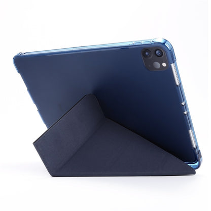 For iPad Air 13 2024 / Pro 12.9 2022 / 2021 Multi-folding TPU Leather Tablet Case with Holder & Pen Slot(Dark Blue) - iPad Pro 12.9 (2018) Cases by buy2fix | Online Shopping UK | buy2fix