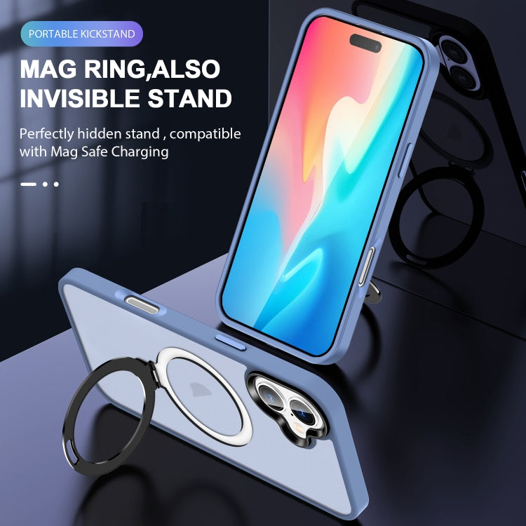 For iPhone 16 Skin-feel MagSafe Holder PC Hybrid TPU Phone Case(Blue) - iPhone 16 Cases by buy2fix | Online Shopping UK | buy2fix