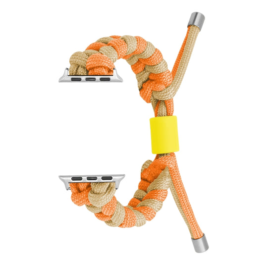 For Apple Watch Ultra 49mm Paracord Fishtail Braided Silicone Bead Watch Band(Orange Yellow) - Watch Bands by buy2fix | Online Shopping UK | buy2fix