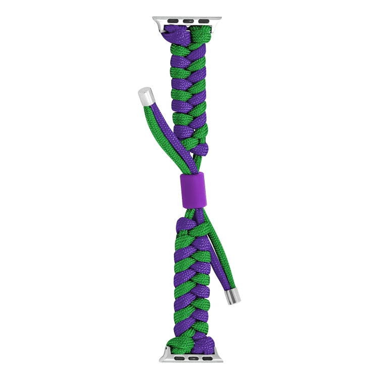 For Apple Watch Ultra 49mm Paracord Fishtail Braided Silicone Bead Watch Band(Dark Purple Green) - Watch Bands by buy2fix | Online Shopping UK | buy2fix