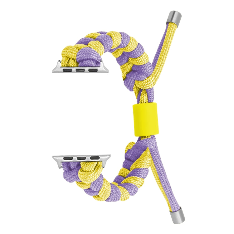 For Apple Watch Ultra 49mm Paracord Fishtail Braided Silicone Bead Watch Band(Purple Yellow) - Watch Bands by buy2fix | Online Shopping UK | buy2fix