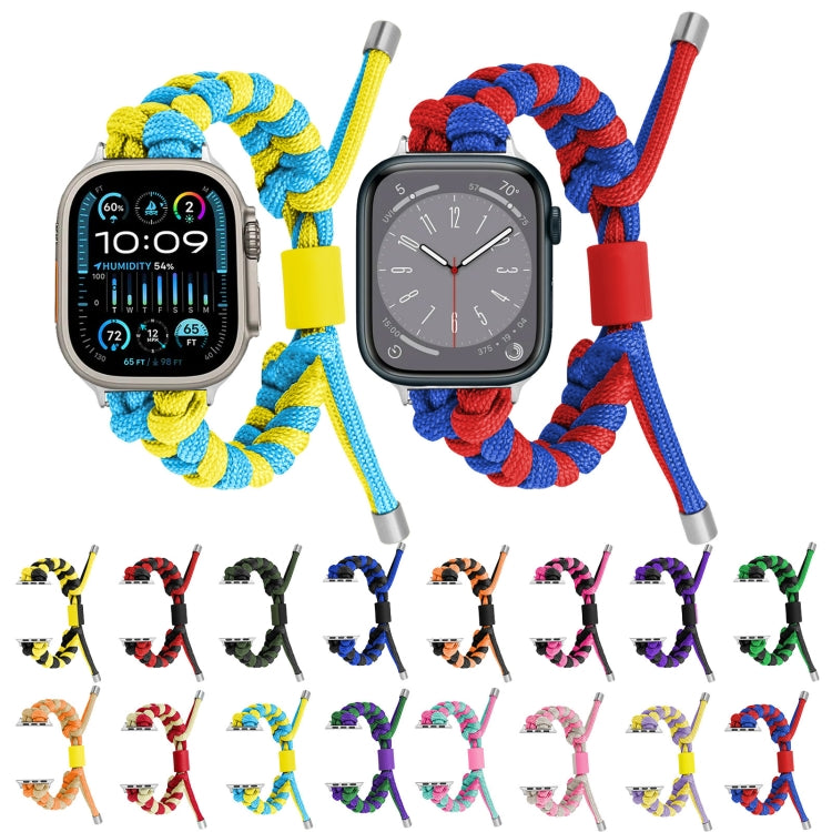 For Apple Watch Ultra 49mm Paracord Fishtail Braided Silicone Bead Watch Band(Black Yellow) - Watch Bands by buy2fix | Online Shopping UK | buy2fix