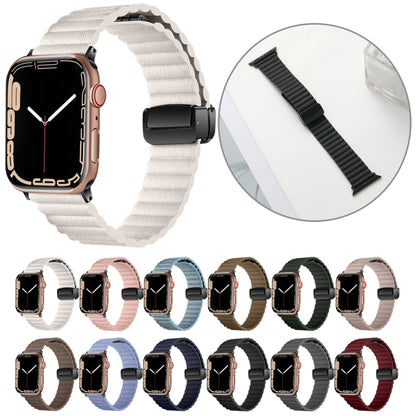 For Apple Watch SE 2022 44mm Water Ripple Magnetic Folding Buckle Watch Band, Style: Bold Version(Light Blue) - Watch Bands by buy2fix | Online Shopping UK | buy2fix