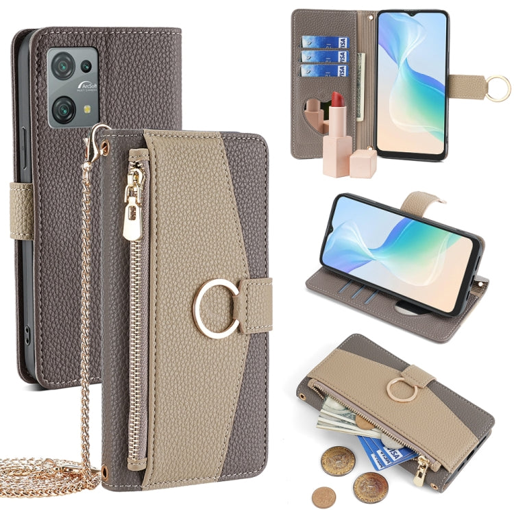 For Blackview Oscal C30 / Oscal C30 Pro Crossbody Litchi Texture Leather Phone Case(Grey) - More Brand by buy2fix | Online Shopping UK | buy2fix