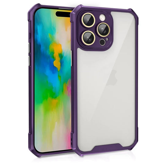 For iPhone 16 Pro Max Shockproof Acrylic Phone Case with Lens Glass Film(Purple) - iPhone 16 Pro Max Cases by buy2fix | Online Shopping UK | buy2fix