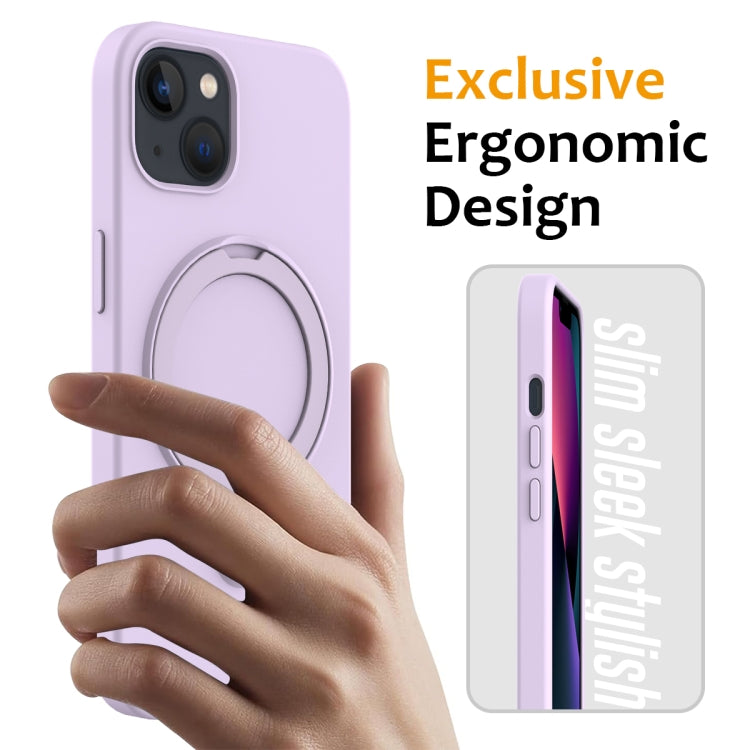 For iPhone 13 MagSafe Magnetic Liquid Silicone Phone Case with Ring Holder(Lilac Purple) - iPhone 13 Cases by buy2fix | Online Shopping UK | buy2fix