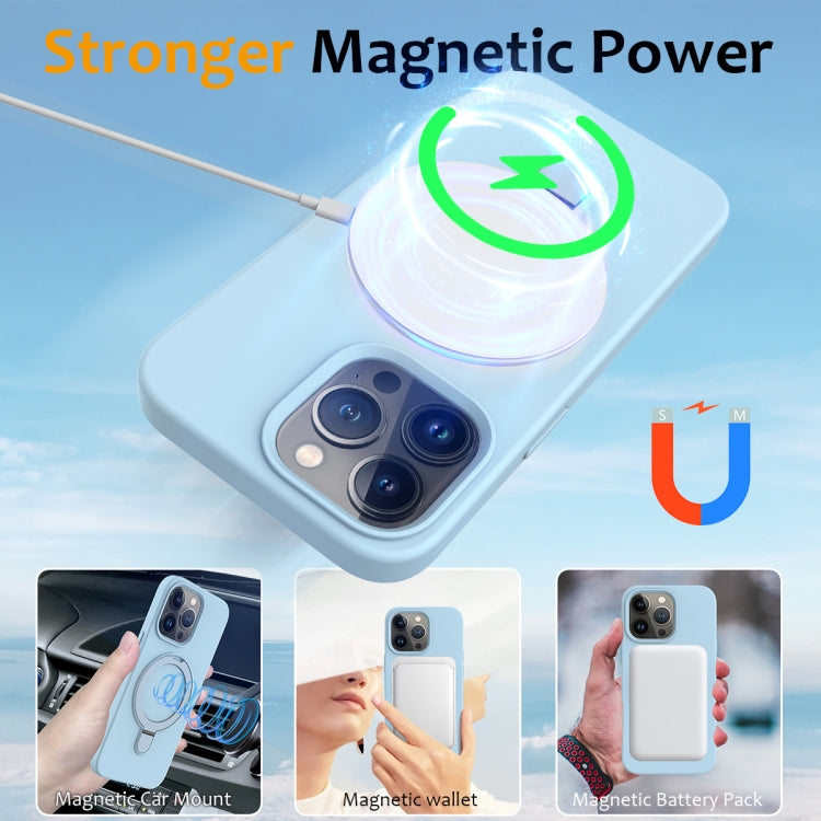 For iPhone 14 Pro Max MagSafe Magnetic Liquid Silicone Phone Case with Ring Holder(Sky Blue) - iPhone 14 Pro Max Cases by buy2fix | Online Shopping UK | buy2fix