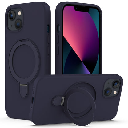 For iPhone 15 Plus MagSafe Magnetic Liquid Silicone Phone Case with Ring Holder(Midnight Blue) - iPhone 15 Plus Cases by buy2fix | Online Shopping UK | buy2fix